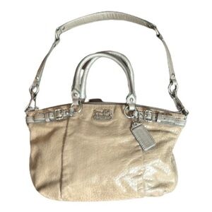 Coach Madison embossed metallic leather Sophia satchel shoulder handbag